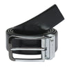 Bulchee Men's Reversible Italian Leather Belt – Grey/Black, Shiny Chrome & Shiny Black Prong Buckle, 35mm, Size Large (40-42 Inches)