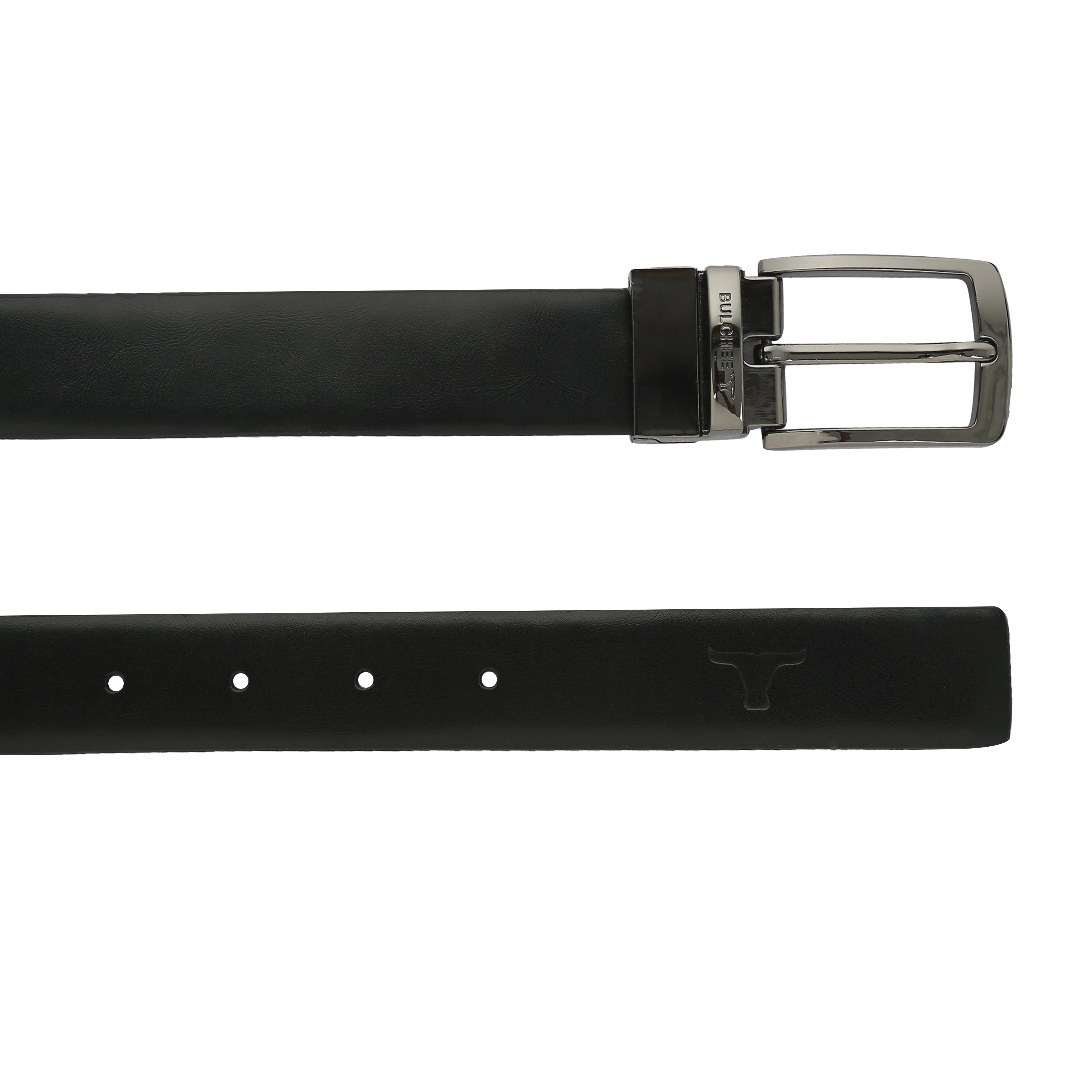 Bulchee Men's Reversible Leather Belt – Brown/Black, Chrome Prong Buckle, 30mm Width, Size Large (40-42 Inches)