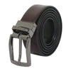 Bulchee Men's Reversible Leather Belt – Brown/Black, Chrome Prong Buckle, 30mm Width, Size Large (40-42 Inches)