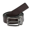 Bulchee Men's Reversible Leather Belt – Brown/Black, Chrome Prong Buckle, 30mm Width, Size Large (40-42 Inches)