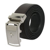 Bulchee Men's Reversible Autolock Premium Leather Belt – Brown/Black, Shiny Nickel 3D Bullhead Buckle, 35mm Width, Sizes Large (42-46"), XL (48-52"), XXL (52-55")