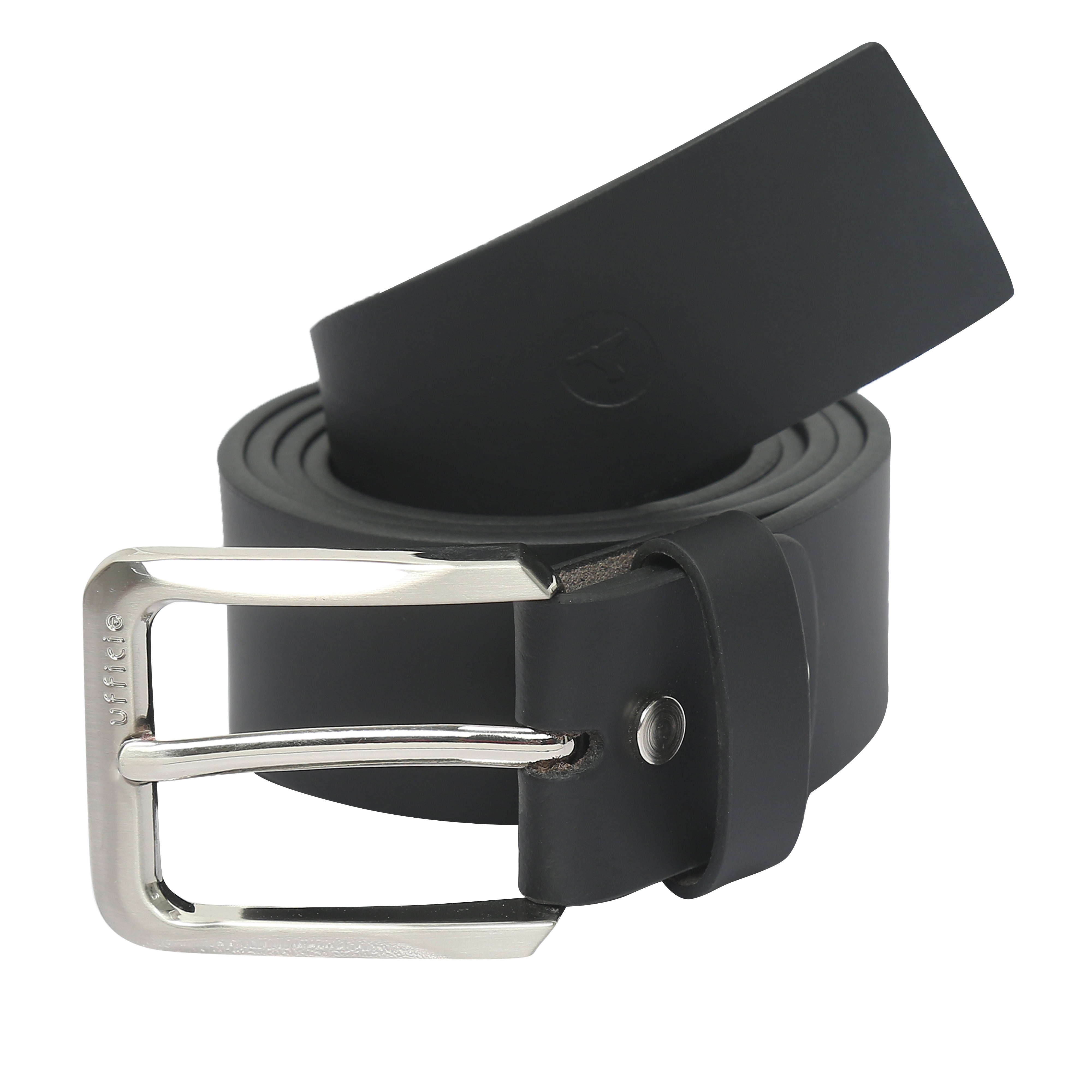 Ufficio Men's Casual Jeans Leather Belt – Black, Genuine Leather, Nickel Buckle, 40mm Width