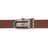 Bulchee Men's Reversible Autolock Premium Leather Belt – Tan/Black, Brushed Black 3D Bullhead Buckle, 35mm Width, Size XXL (52-55")