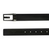 Bulchee Men's Reversible Flat Leather Belt – Tan/Black, Shiny Black Buckle, 35mm Width, Size XXL (52-55")