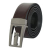Bulchee Men's Reversible Flat Leather Belt – Tan/Black, Shiny Black Buckle, 35mm Width, Size XXL (52-55")