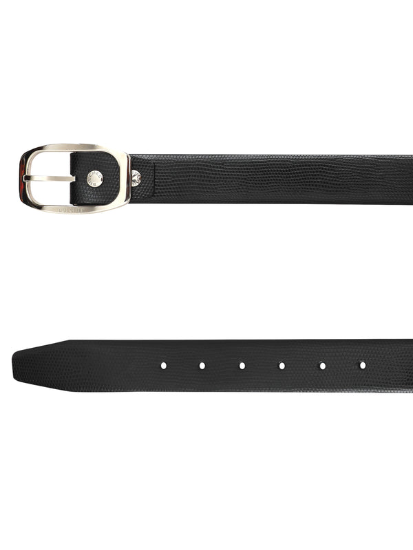 Bulchee Men’s Black Leather Belt –  Plain Chino (Size L)