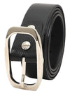 Bulchee Men’s Black Leather Belt –  Plain Chino (Size L)