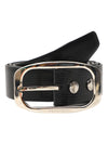 Bulchee Men’s Black Leather Belt –  Plain Chino (Size L)
