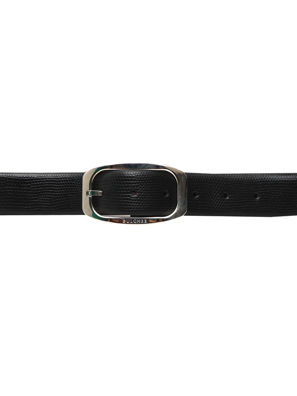 Bulchee Men’s Black Leather Belt –  Plain Chino (Size L)