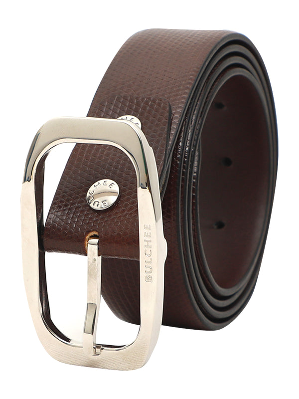 Bulchee Men’s Brown Leather Belt – Plain Chino (Size L)