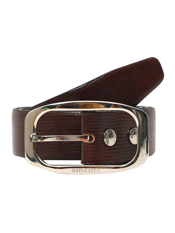 Bulchee Men’s Brown Leather Belt – Plain Chino (Size L)