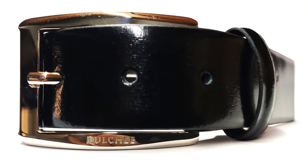 Bulchee Men’s Black Leather Belt – Plain Chino (Size L)