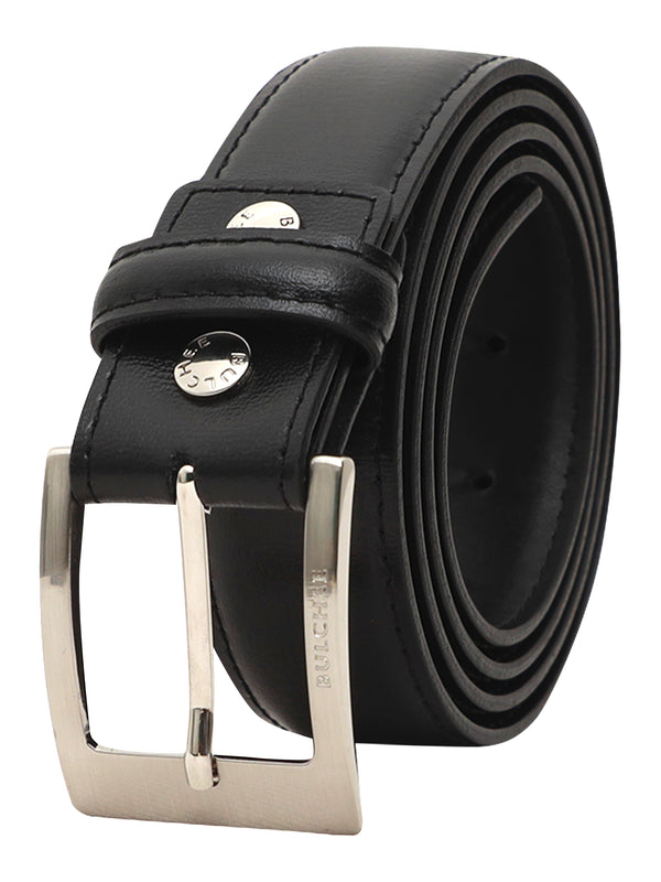 Bulchee Men’s Black Leather Belt – Padded Chino (Size L)