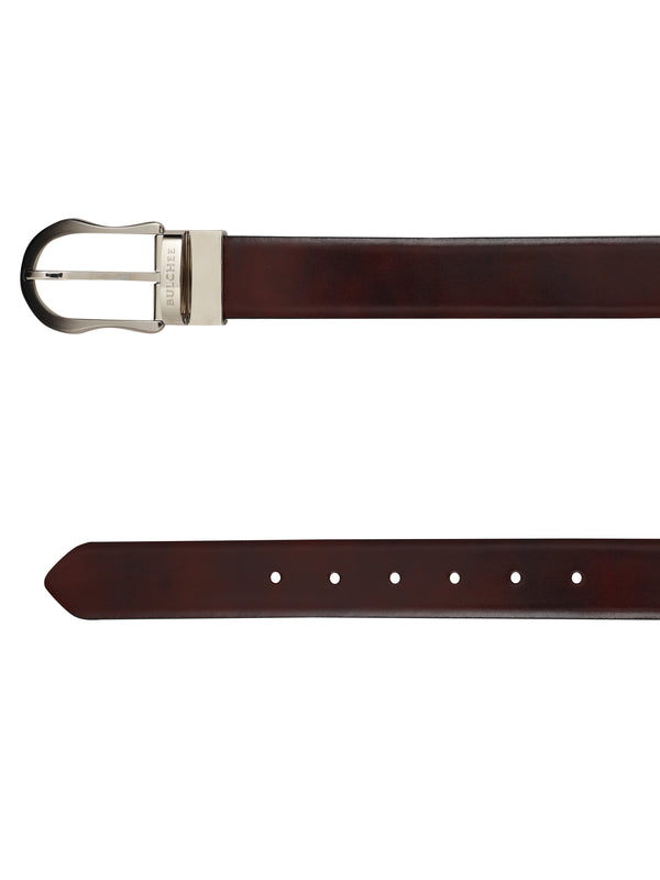 Bulchee Men’s Reversible Leather Belt –  Prong Buckle (Tan/Black, Size L)