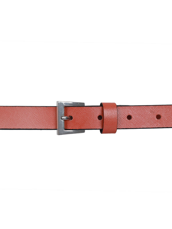 Bulchee Women's Leather Jeans Belt – Orange, Genuine Leather, Brushed Nickel Buckle, 20mm Width – Sizes S (38–40"), M (40–42"), L (44–46")