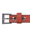 Bulchee Women's Leather Jeans Belt – Orange, Genuine Leather, Brushed Nickel Buckle, 20mm Width – Sizes S (38–40"), M (40–42"), L (44–46")