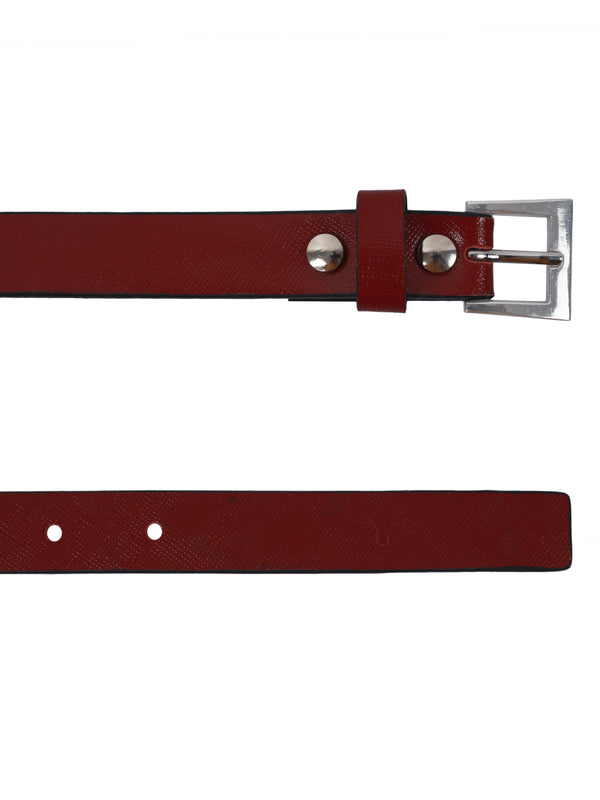 Bulchee Women's Leather Jeans Belt – Burgundy, Genuine Leather, Nickel Buckle, 20mm Width – Sizes S (38–40"), M (40–42"), L (44–46")