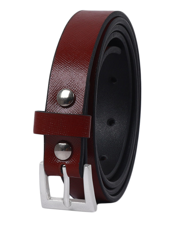 Bulchee Women's Leather Jeans Belt – Burgundy, Genuine Leather, Nickel Buckle, 20mm Width – Sizes S (38–40"), M (40–42"), L (44–46")