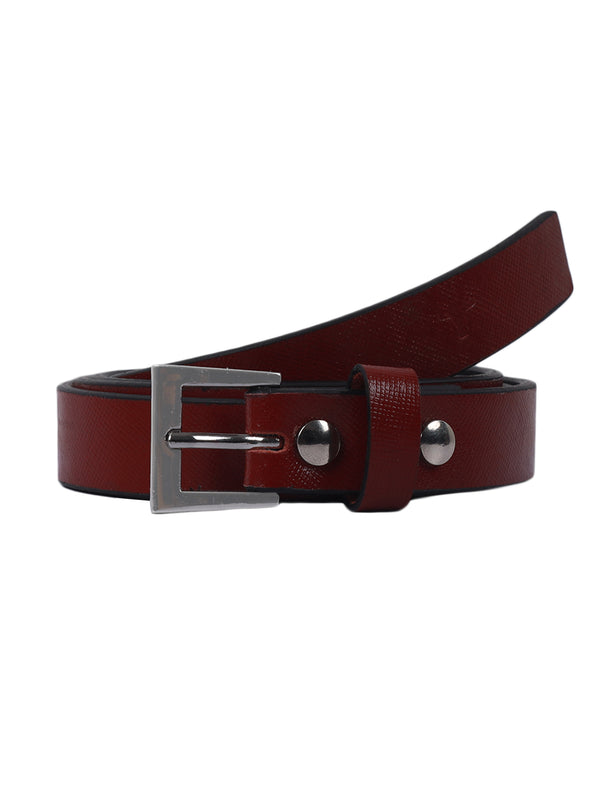 Bulchee Women's Leather Jeans Belt – Burgundy, Genuine Leather, Nickel Buckle, 20mm Width – Sizes S (38–40"), M (40–42"), L (44–46")