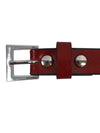 Bulchee Women's Leather Jeans Belt – Burgundy, Genuine Leather, Nickel Buckle, 20mm Width – Sizes S (38–40"), M (40–42"), L (44–46")