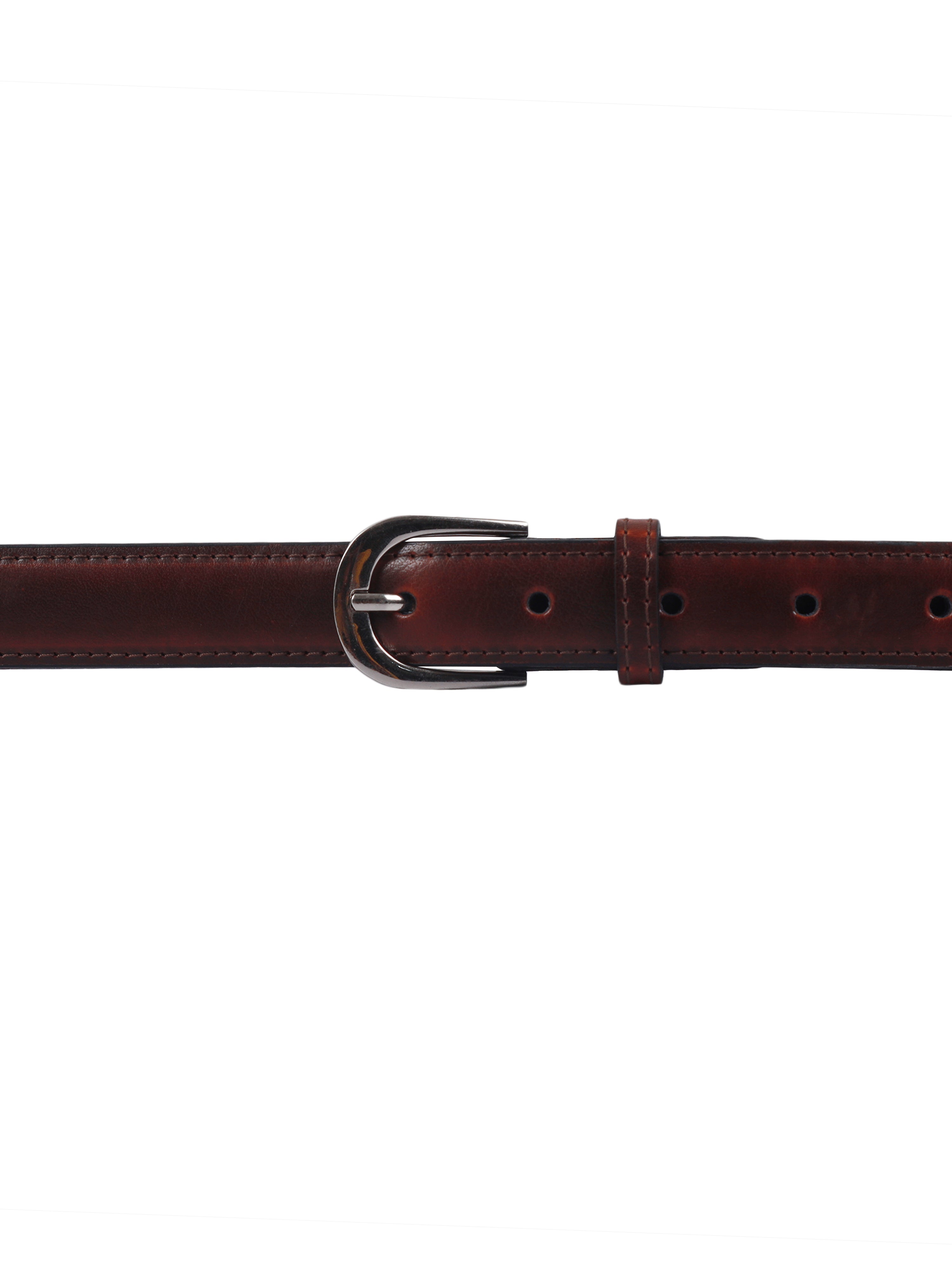 Bulchee Women's Leather Jeans Belt – Brown, Genuine Leather, Shiny Black Buckle, 25mm Width – Size S (38–40