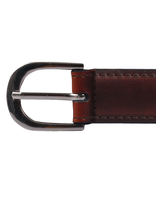 Bulchee Women's Leather Jeans Belt – Brown, Genuine Leather, Shiny Black Buckle, 25mm Width – Size S (38–40")
