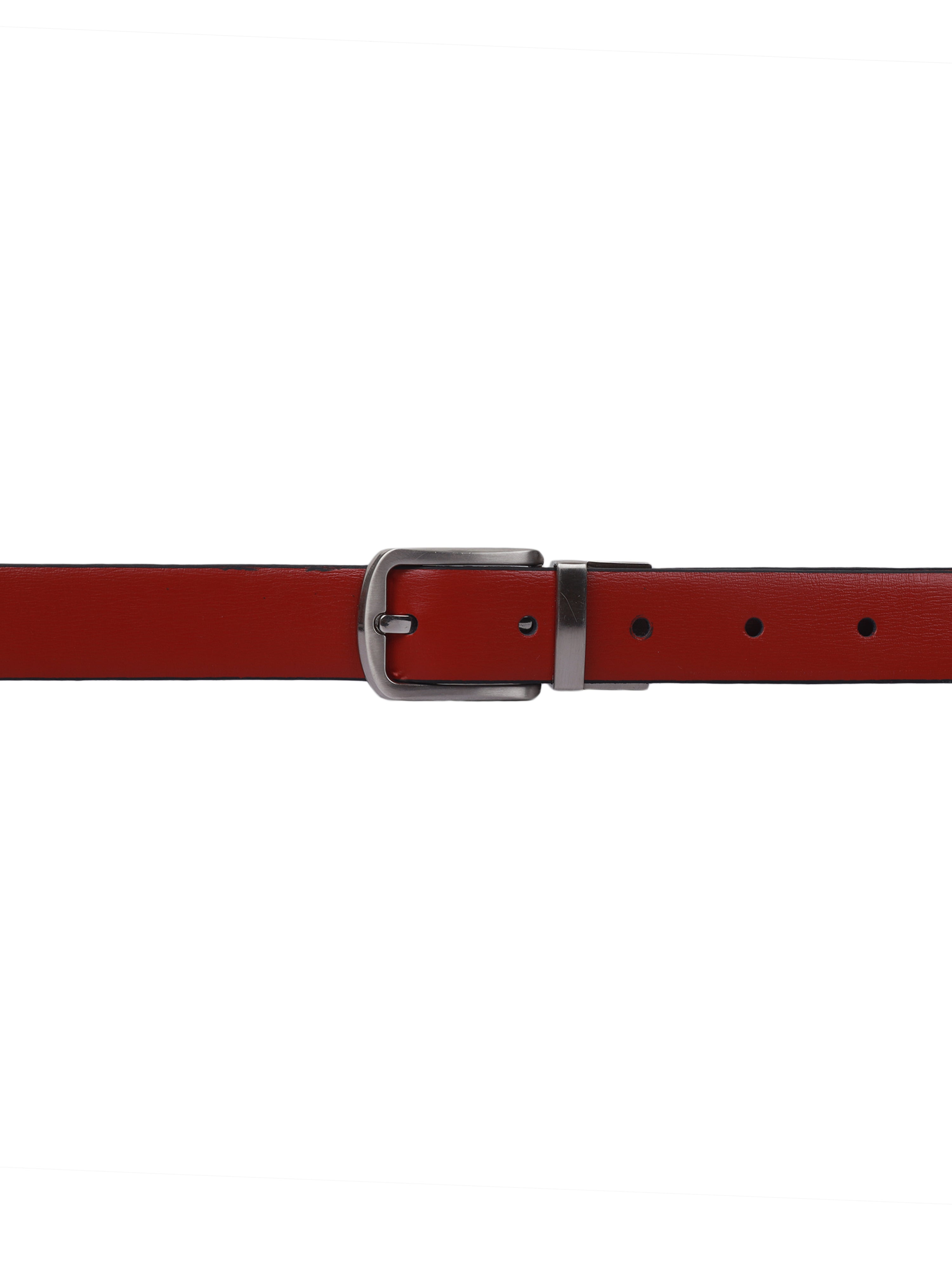 Bulchee Women's Reversible Leather Prong Belt – Red/Black, Genuine Leather, Nickel Buckle, 25mm Width – Size L (44–46