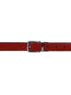 Bulchee Women's Reversible Leather Prong Belt – Red/Black, Genuine Leather, Nickel Buckle, 25mm Width – Size L (44–46")