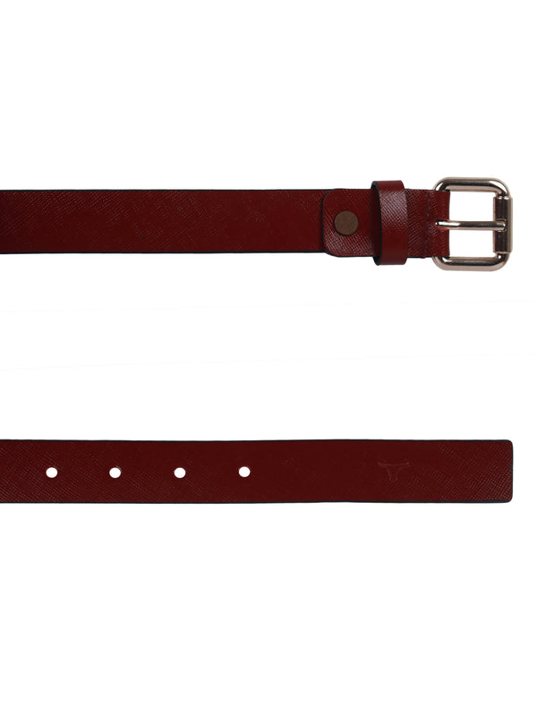 Bulchee Women's Leather Jeans Belt – Burgundy, Genuine Leather, Nickle Buckle, 25mm Width – Sizes S (38–40"), M (40–42"), L (44–46")