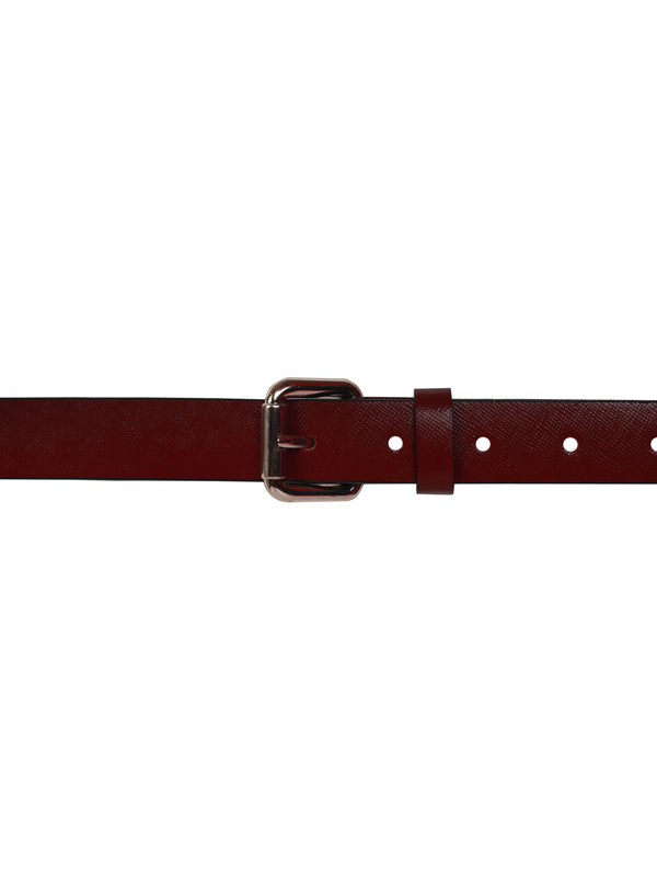 Bulchee Women's Leather Jeans Belt – Burgundy, Genuine Leather, Nickle Buckle, 25mm Width – Sizes S (38–40"), M (40–42"), L (44–46")