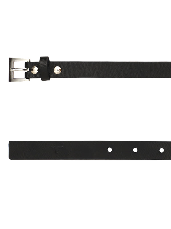 Bulchee Women's Leather Jeans Belt – Black, Genuine Leather, Nickel Buckle, 20mm Width – Size S (38–40")