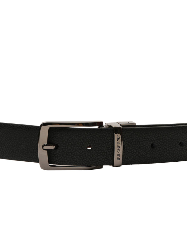 Bulchee Men's Reversible Prong Belt – Black/Burgundy – L Size, BUL2302B