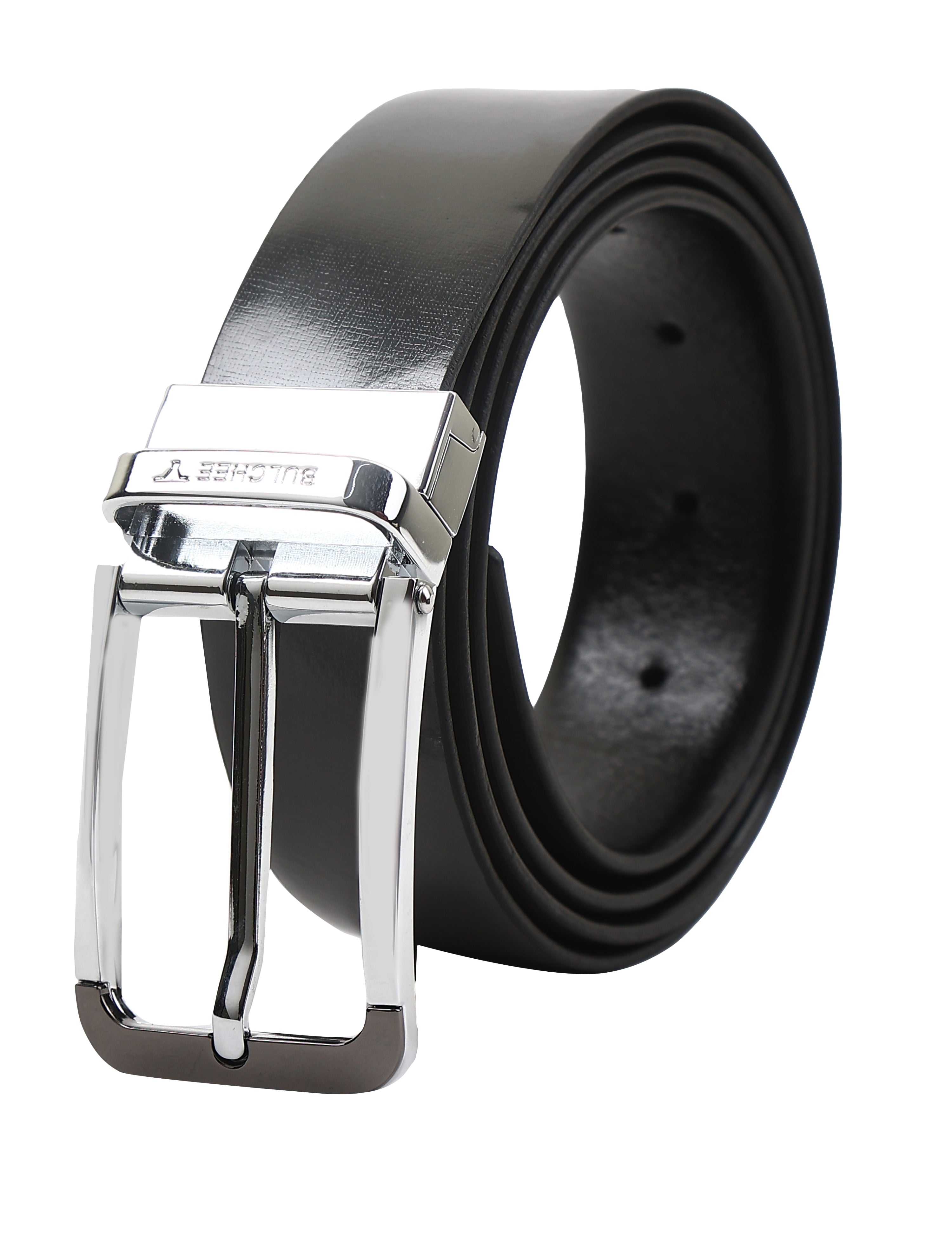 Bulchee Men's Reversible Prong Belt – Grey/Black – L Size, BUL2304B