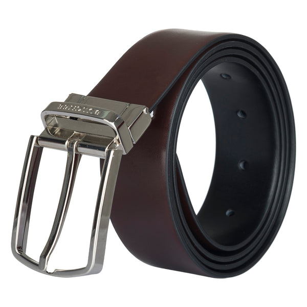Bulchee Men's Reversible Prong Belt – Black Brown – Size L (44-46)