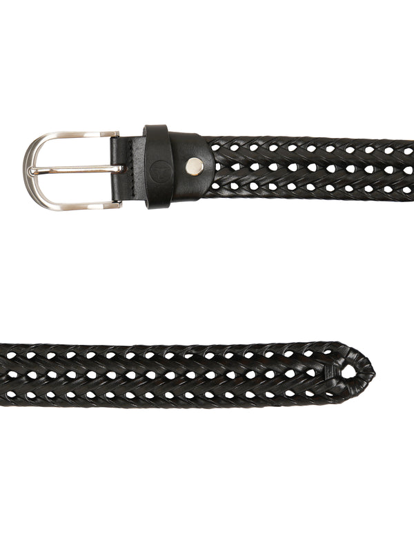 Bulchee Men's Collection | Genuine Leather Braided Belt in Black | BUL