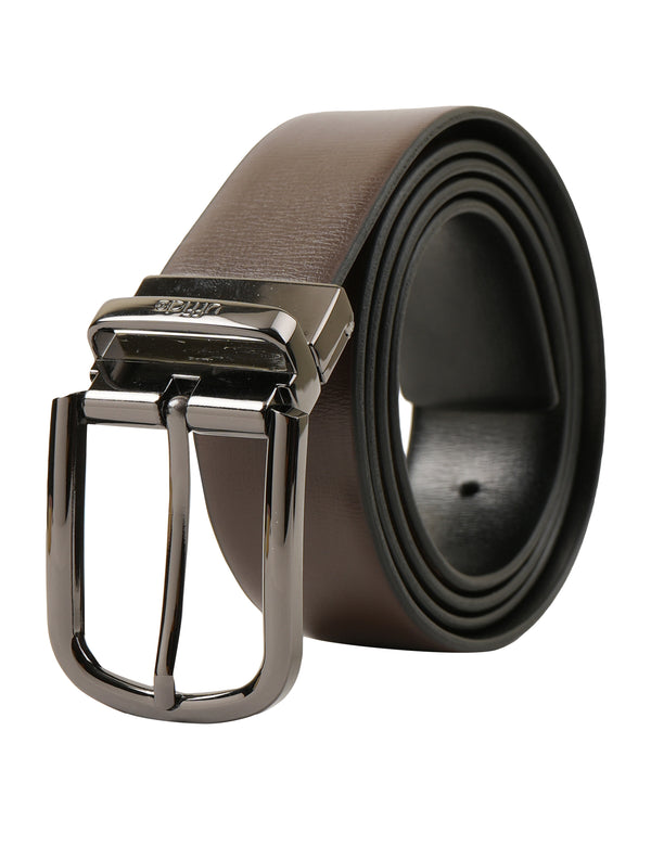 Ufficio Black and Brown Textured prong reversible belt (UFF2304B)