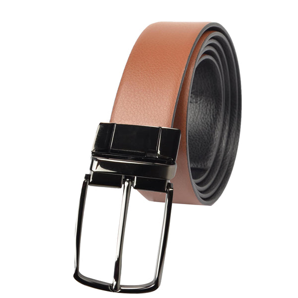 Ufficio Men’s Reversible Prong Belt – Tan/Black – L Size – ECUFF19903B