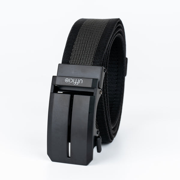 Ufficio Men's Grey/Black Stretchable Autolock Belt with Matt Black Buckle