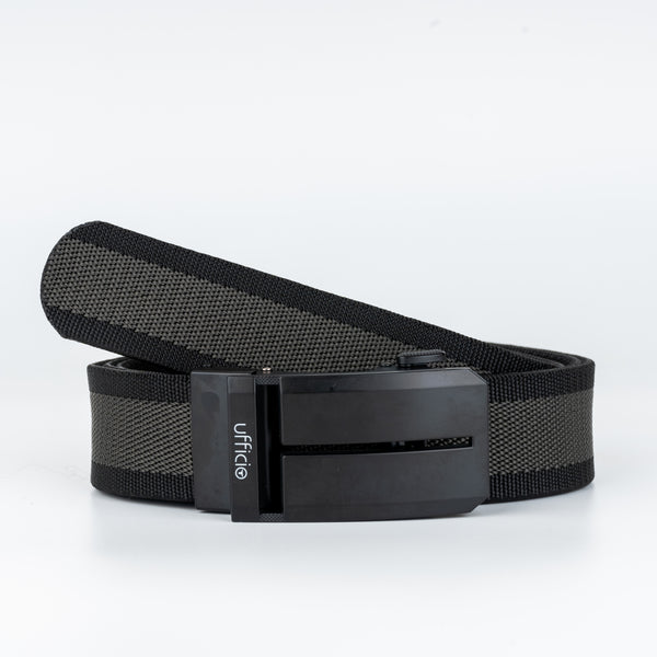 Ufficio Men's Grey/Black Stretchable Autolock Belt with Matt Black Buckle