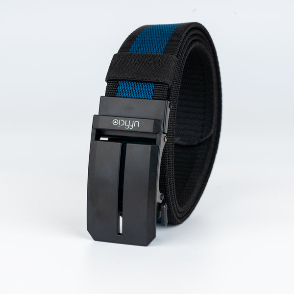 Ufficio Men's Blue/Black Stretchable Autolock Belt with Matt Black Buckle