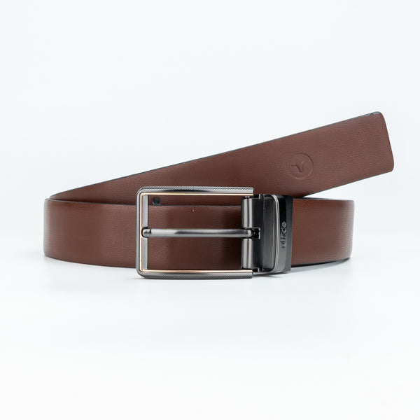 Ufficio Men's Reversible Black/Brown Belt with Bi-Color Buckle - Size (Large), 40-42 inches