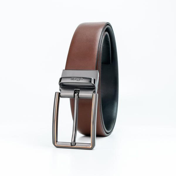 Ufficio Men's Reversible Black/Brown Belt with Bi-Color Buckle - Size (Large), 40-42 inches