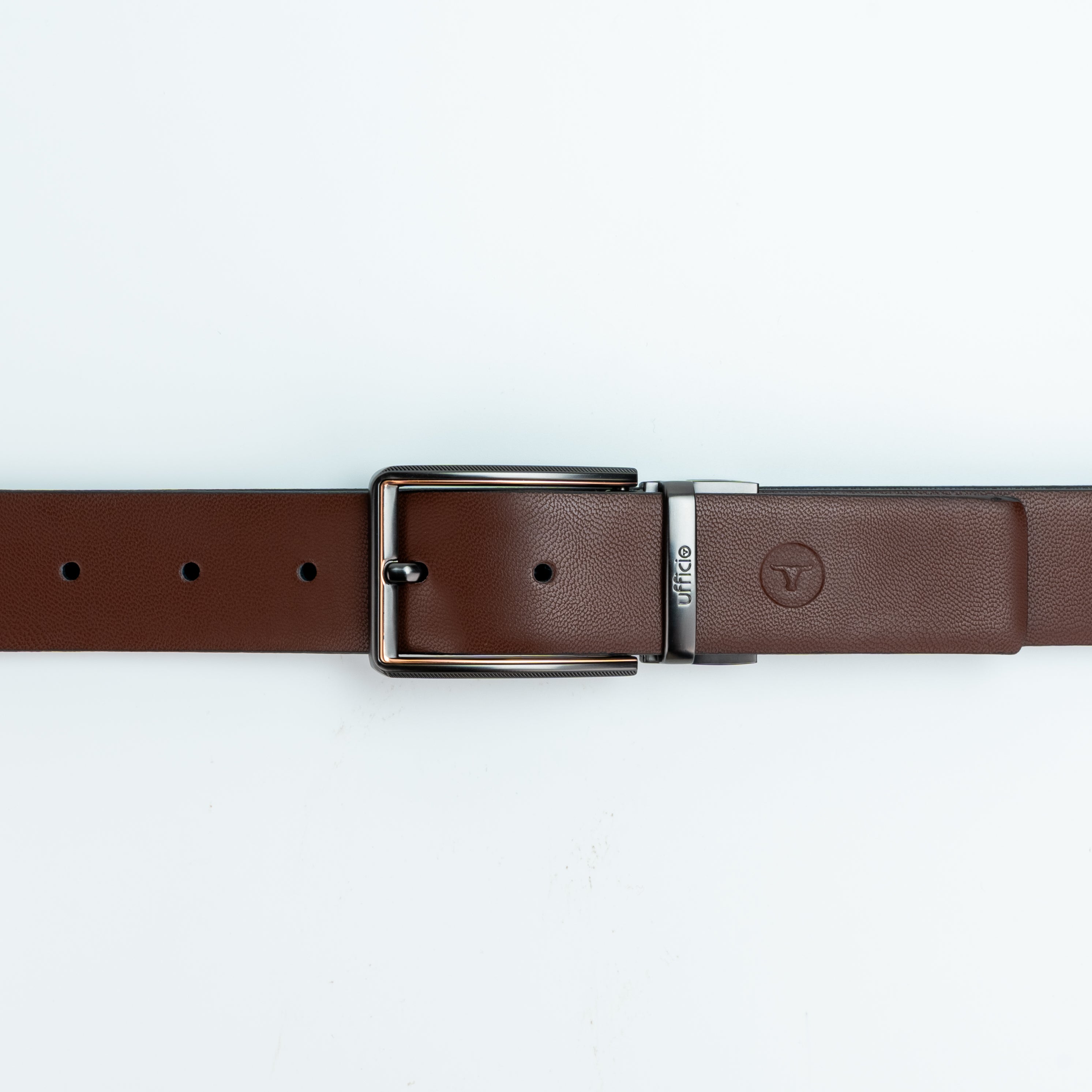 Ufficio Men's Reversible Black/Brown Belt with Bi-Color Buckle - Size (Large), 40-42 inches