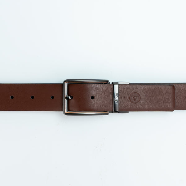 Ufficio Men's Reversible Black/Brown Belt with Bi-Color Buckle - Size (Large), 40-42 inches