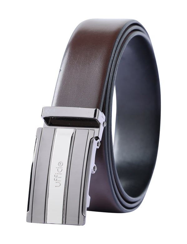 Ufficio Men's Collection | Genuine Leather Belt | Black & Brown | Bi-Color Reversible Autolock | UFF2308B