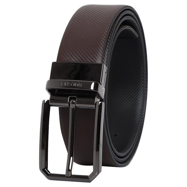 Bulchee Men's Genuine Leather Reversible Buckle Belt (Formal, Brown/Black) BUL2213BXL