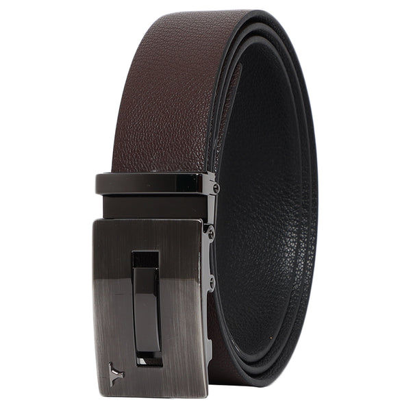 Bulchee Men's Genuine Leather Reversible Auto Lock Belt (Formal, Brown/Black) BUL2221B