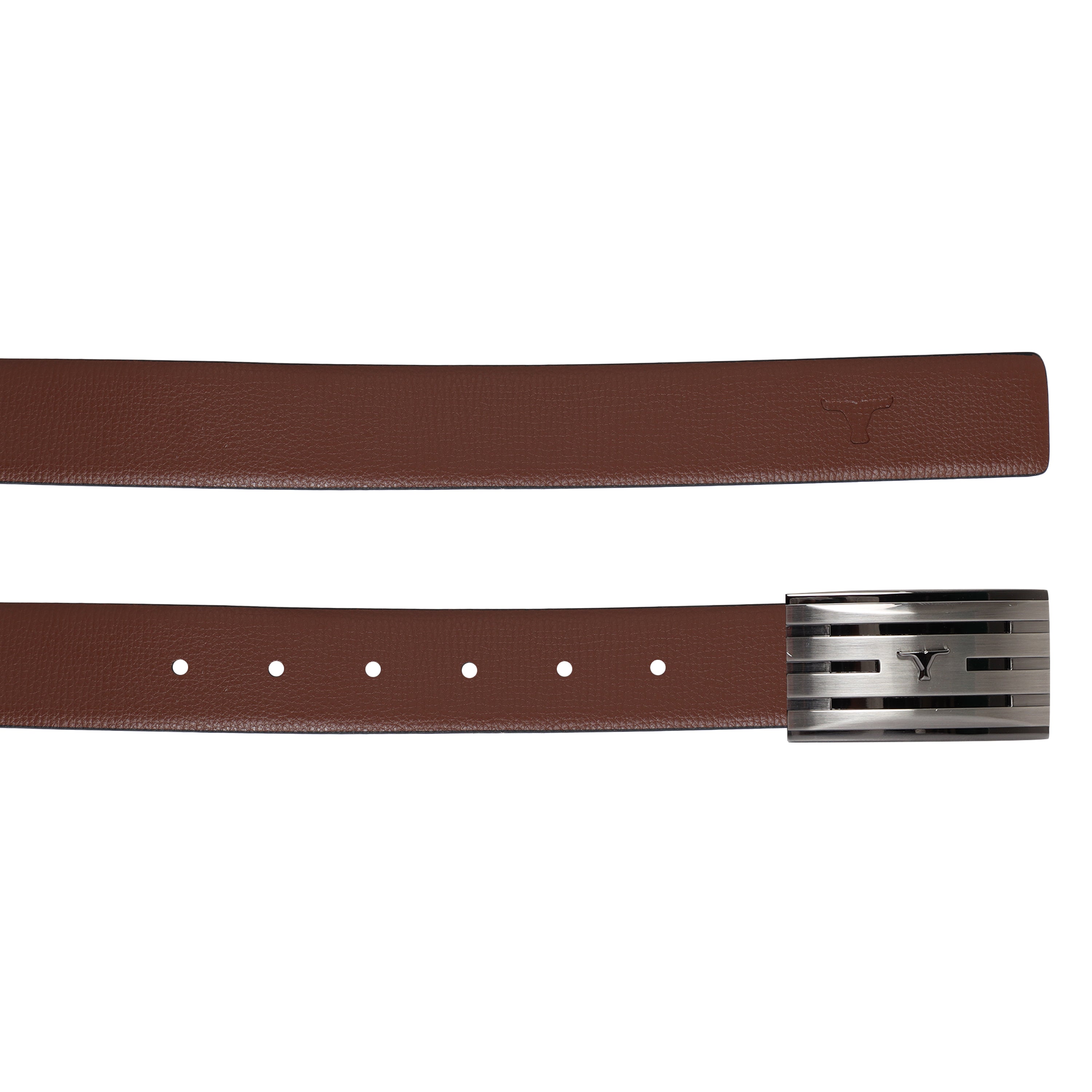 Bulchee Men's Genuine Leather Reversible Flat Buckle Belt (Formal, Black/Tan) BUL2215B