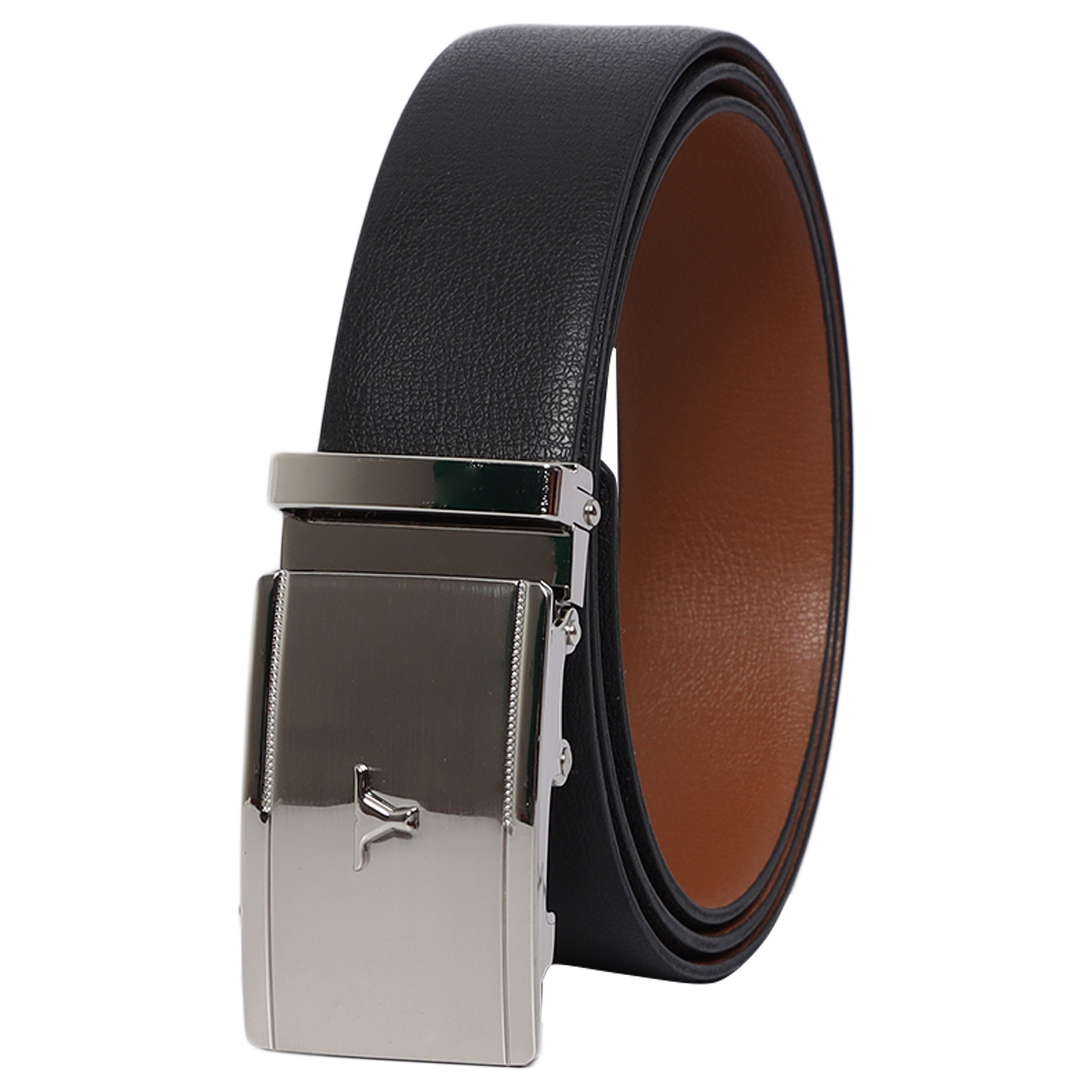 Bulchee Men's Genuine Leather Reversible Auto Lock Belt (Formal, Tan/Black) BUL2223B