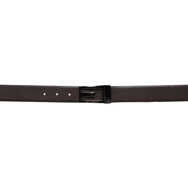 Bulchee Men's Genuine Leather Reversible Flat Buckle Belt (Formal, Brown/Black) BUL2216B